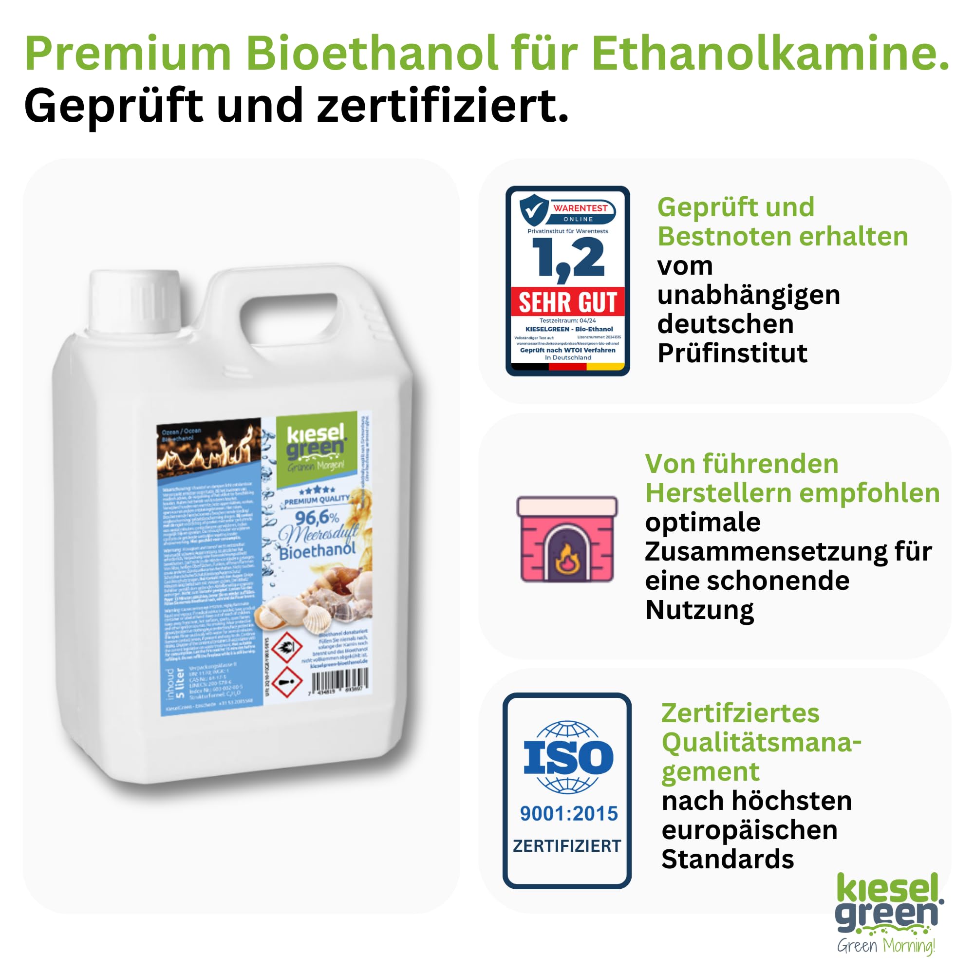 Bioethanol 10 Liter mit Duft für Ethanol-Kamin, viele Sorten - Bio Ethanol als Raumduft in vielen Duftnoten - Parfüm für Bio Ethanol Kamin Indoor oder Bioethanol (Meeresduft, 10L)