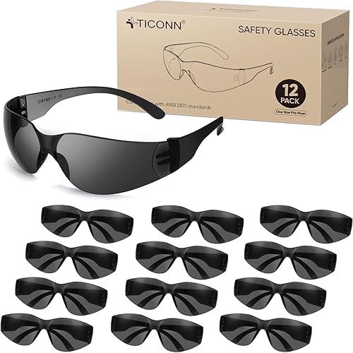 Miniatura 14 de TICONN Gafas de seguridad transparentes para hombres, gafas protectoras resistentes a los arañazos y impactos, cumplen con la norma ANSI Z87.1