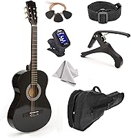 Vista 17 de Guitarra de madera de 30 pulgadas con estuche y accesorios para niños, niñas, principiantes (Madera)