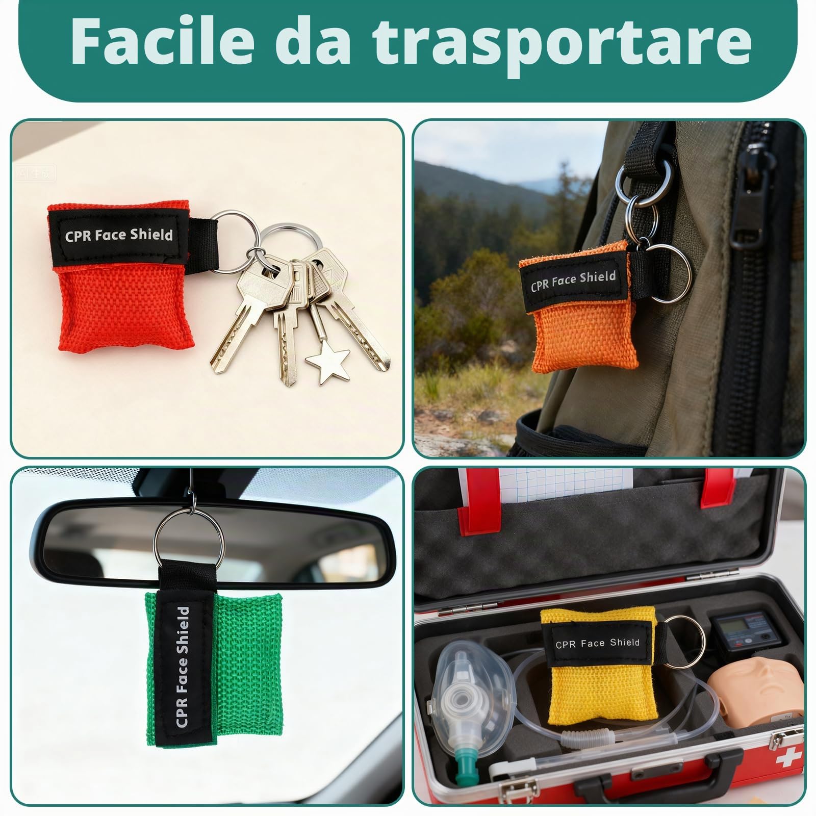 Set 8 Mascherine Respirazione Primo Soccorso, Maschera CPR Emergenza