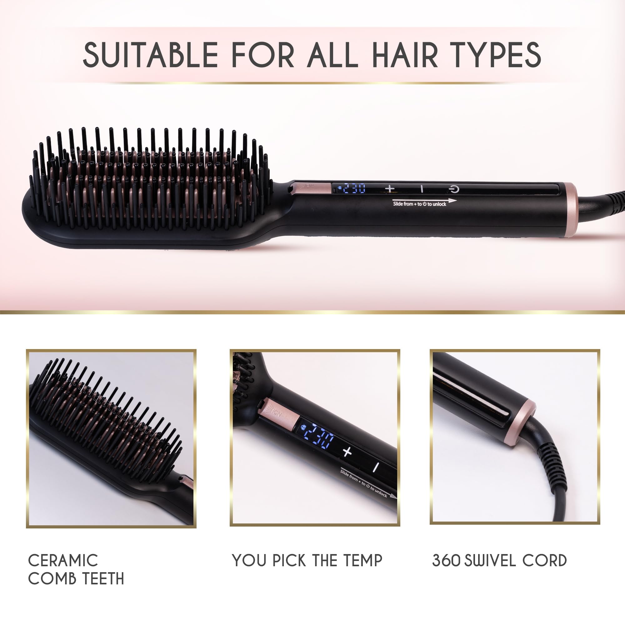 Amazon.com : ELLA BELLA® Hair Straightening Brush • Heated  display picture 2