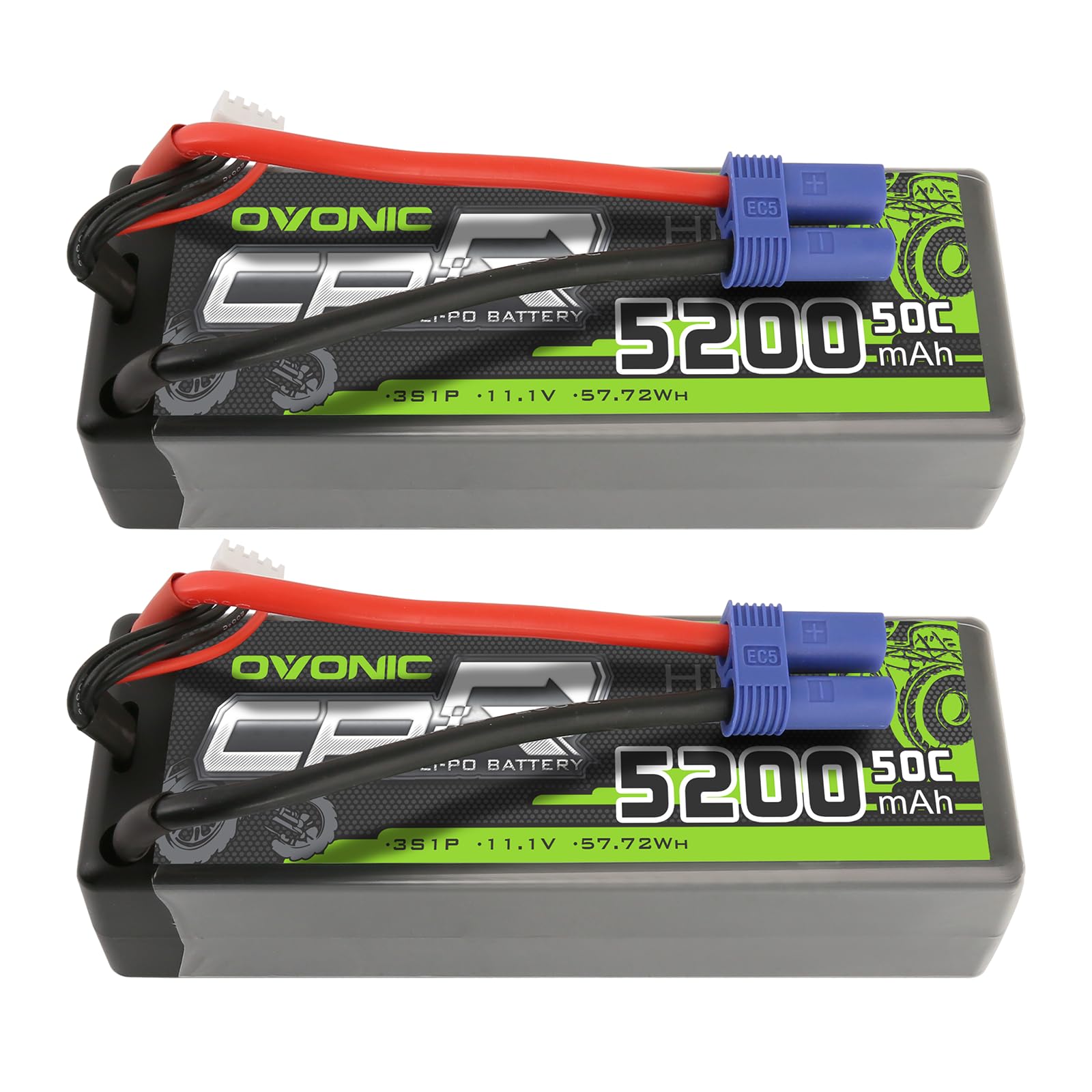 OVONIC 3S Lipo Battery 50C 5200mAh 11.1V Lipo Battery with EC5 Connector for Arrma 1/5 1/8 1/10 RC Car and Truck