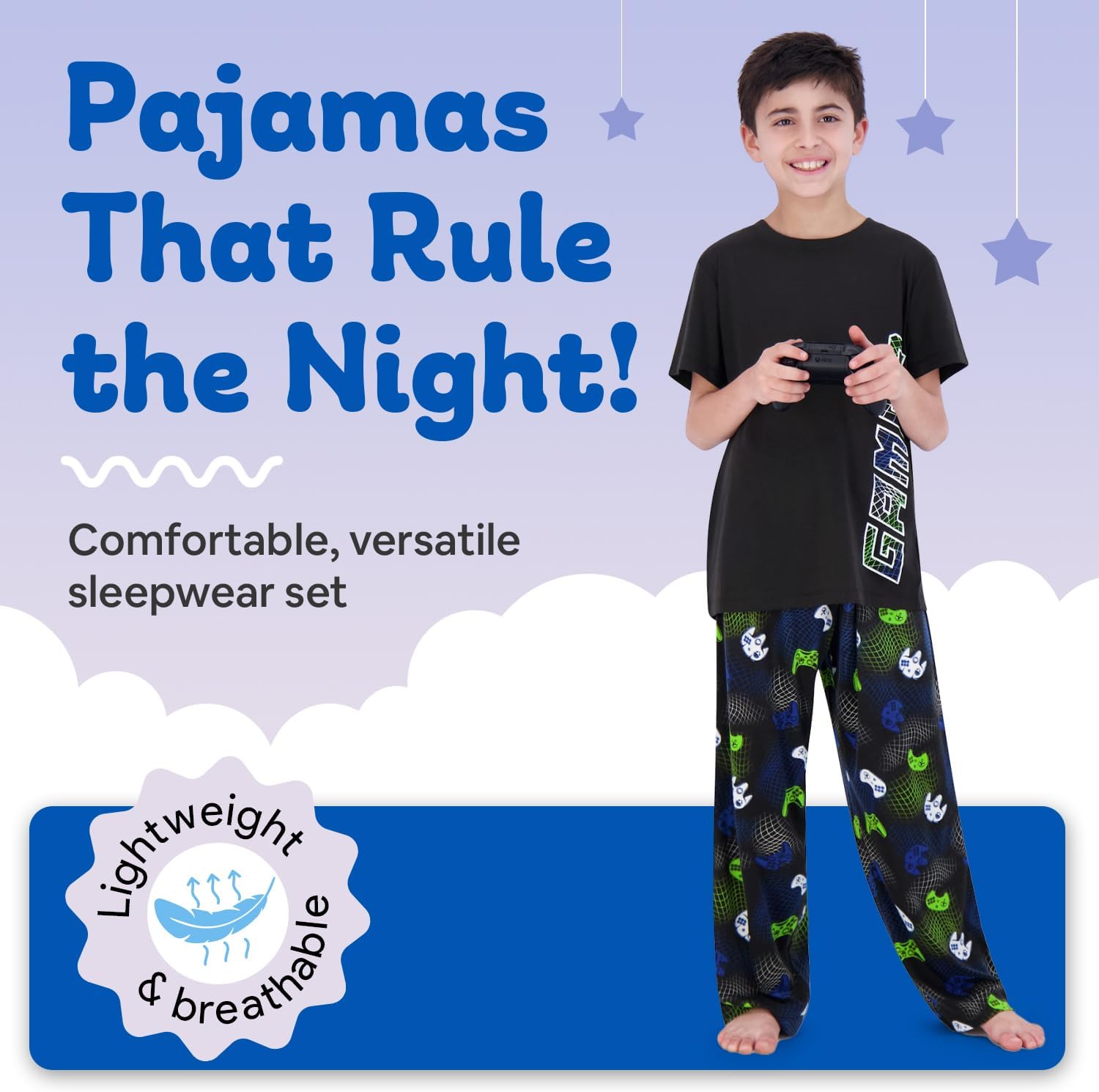 Boys Pajamas Set, 3-Piece Boys’ Sleepwear Pjs, Loose Fit, Soft, Breathable,... - Picture 68 of 71