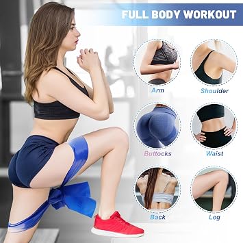 Resistance Bands Set, Exercise Bands with 5 Resistance Levels, Long Stretch Bands for Men & Women, Workout Resistance Bands for Yoga Gym Pilates Fitness Strength Training Muscle Building