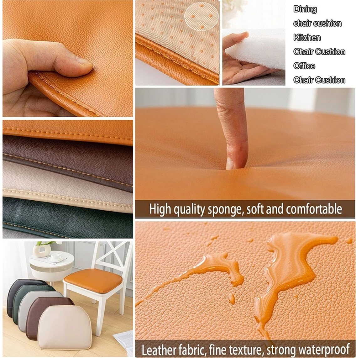 Coussin De Chaise De Salle À Manger, 6 Paquets De Galette De Chaise en Similicuir, Coussin De Siège en Forme De U, Coussin De Chaise Antidérapant(Beige)