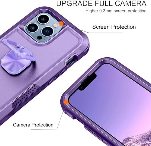 Miniatura 3 de Petocase Funda para iPhone 13 Pro Max, resistente, cuerpo completo, a prueba de golpes, con soporte de anillo de 360, soporte para automóvil,