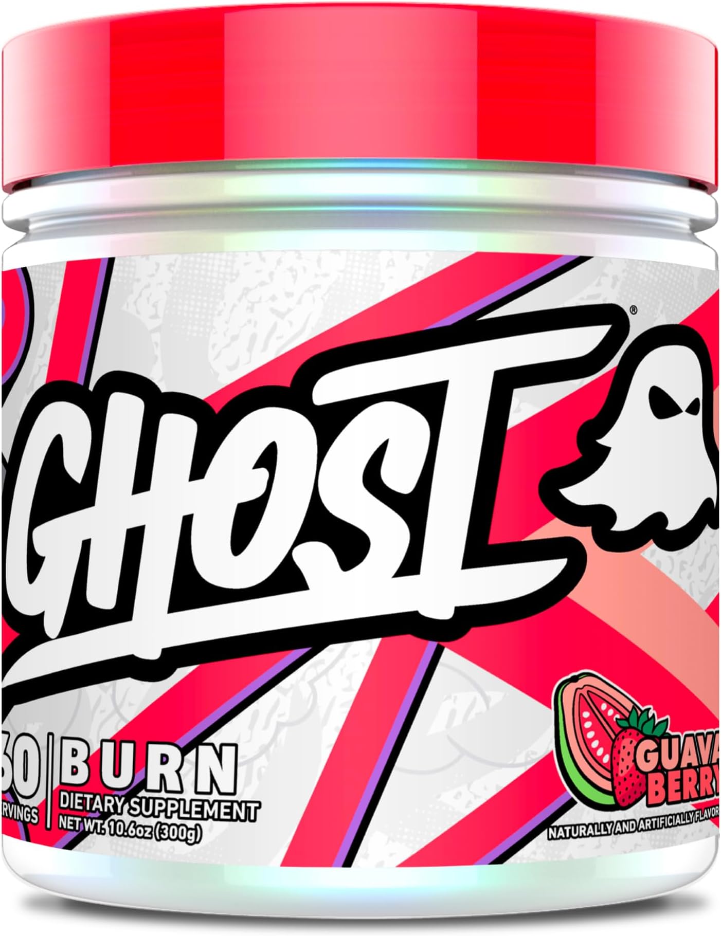 GHOST Burn Weight Management Powder, Guava Berry (60 Servings) - Metabolism & Energy Support Supplement for Men & Women - Natural Caffeine, L-Carnitine & L-Tyrosine - Gluten, Soy & Sugar-Free, Vegan