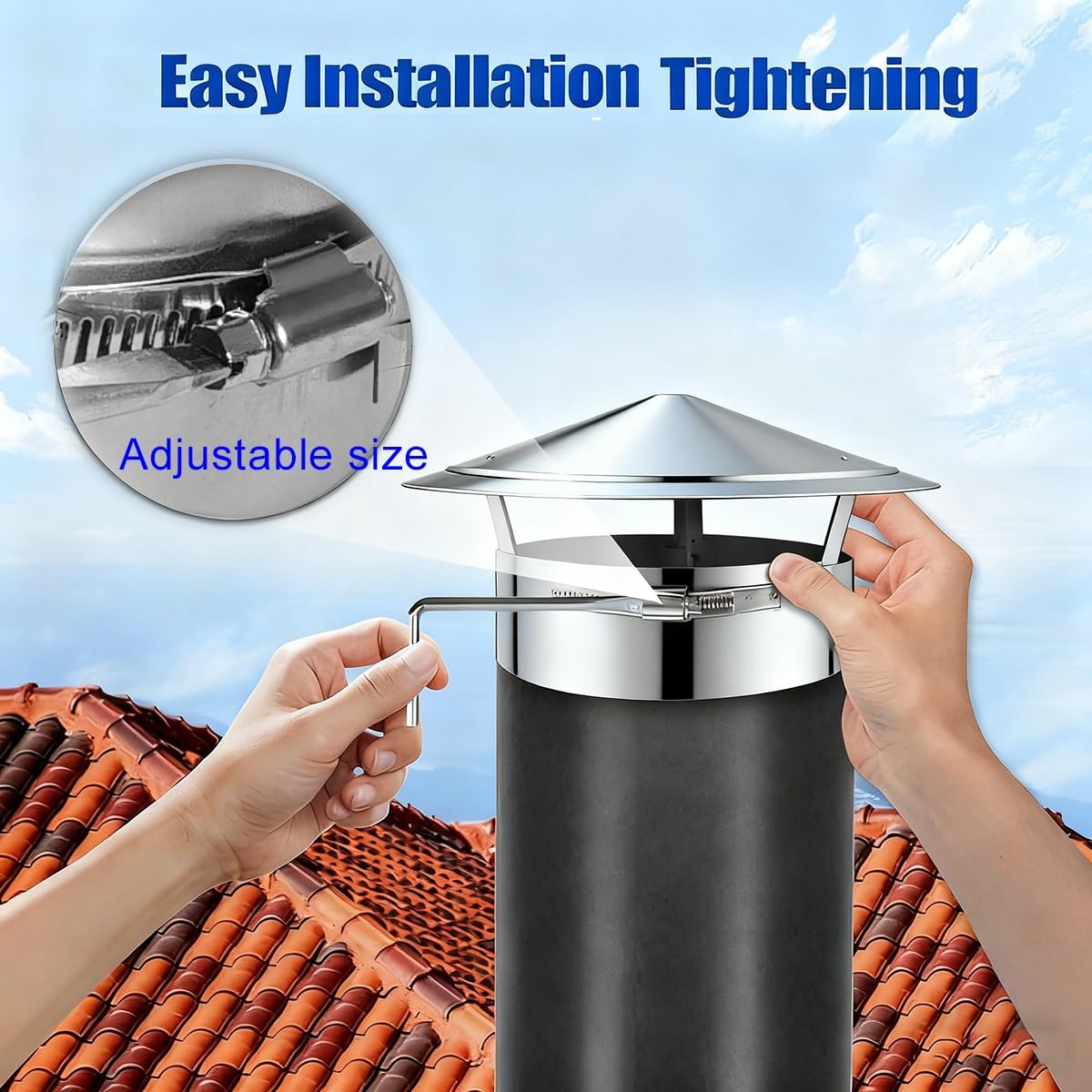 Runde Schornsteinabdeckung 304 Stainless Steel Chimney Rain Cap