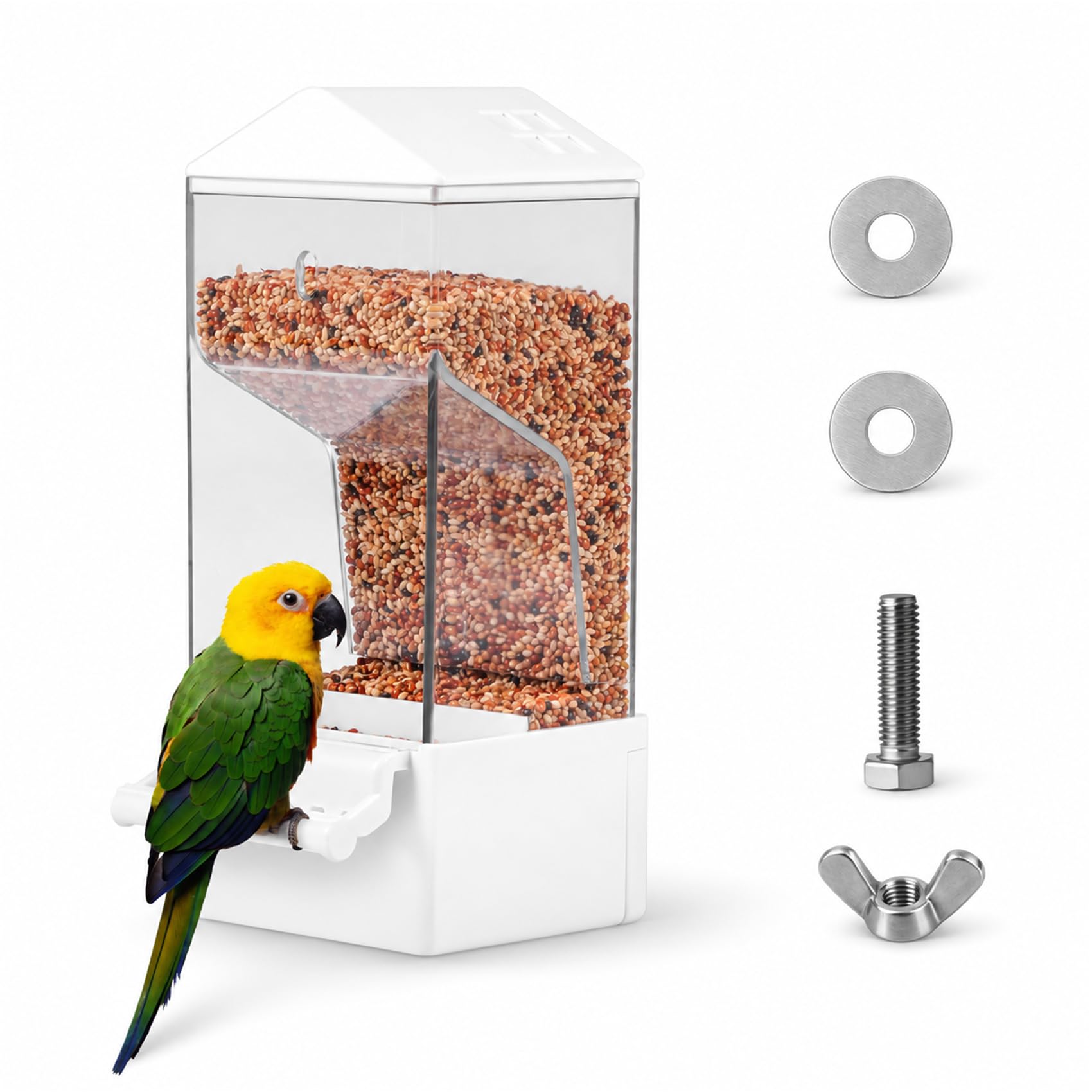 Amazon | Kailund 鳥用 自動給餌器 8.8×7.8×21cm ケージ外付け 鳥餌