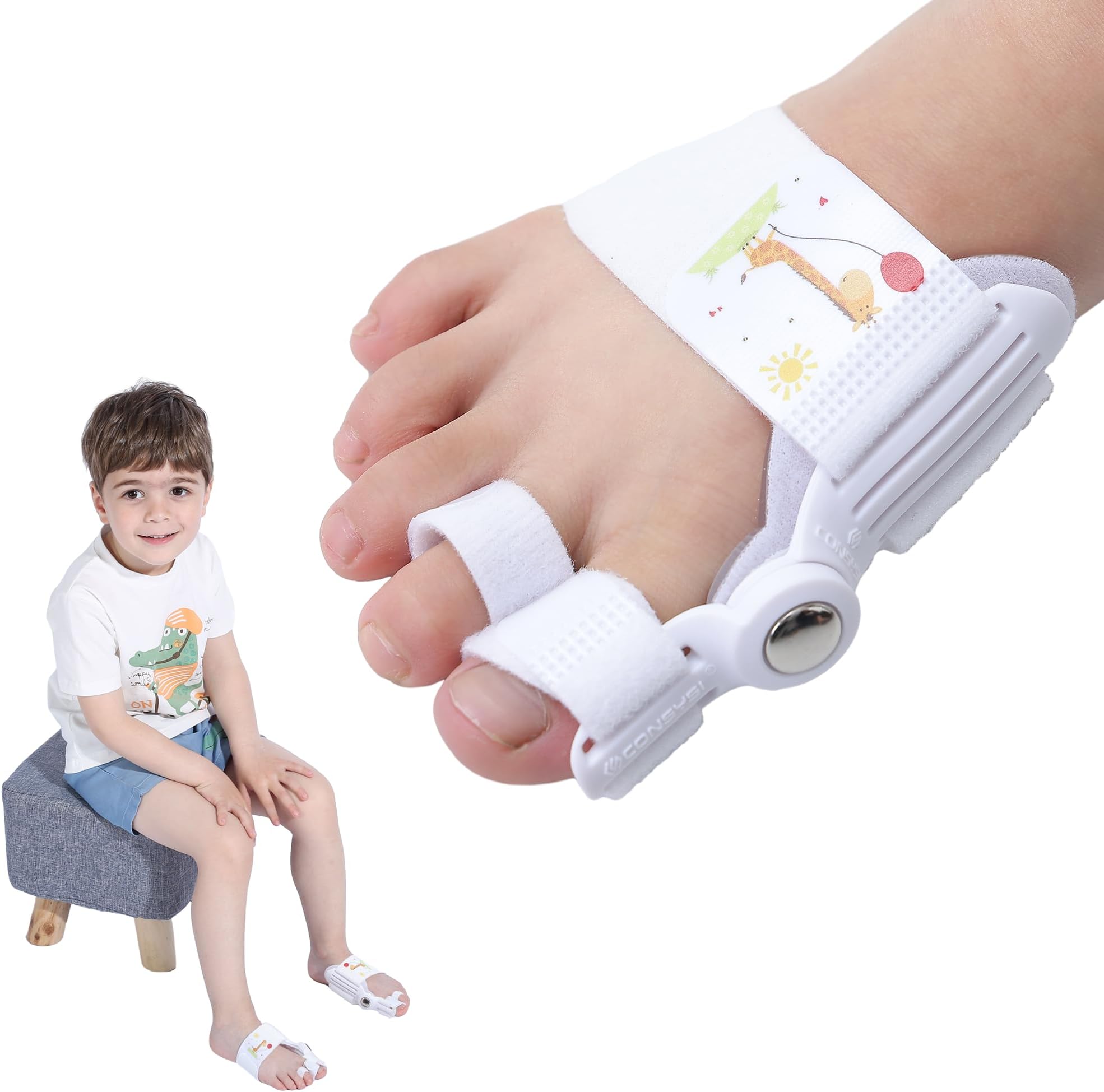 Bunion Corrector for Kids-Adjustable Bunion Splint with Silicone,Orthopedic Toe Straightener for Hallux Valgus,Hammer & Index Toes Corrector for Overlapped Toe,Bunion Relief (1PAIR)