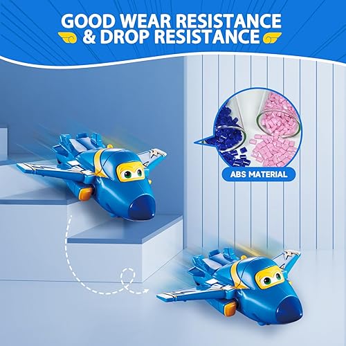 Miniatura 2 de Super Wings - Colección de juguetes transformables de avión de aeropuerto de 5 pulgadas, figuras de acción de vehículos | Avión a Bot | Divertido