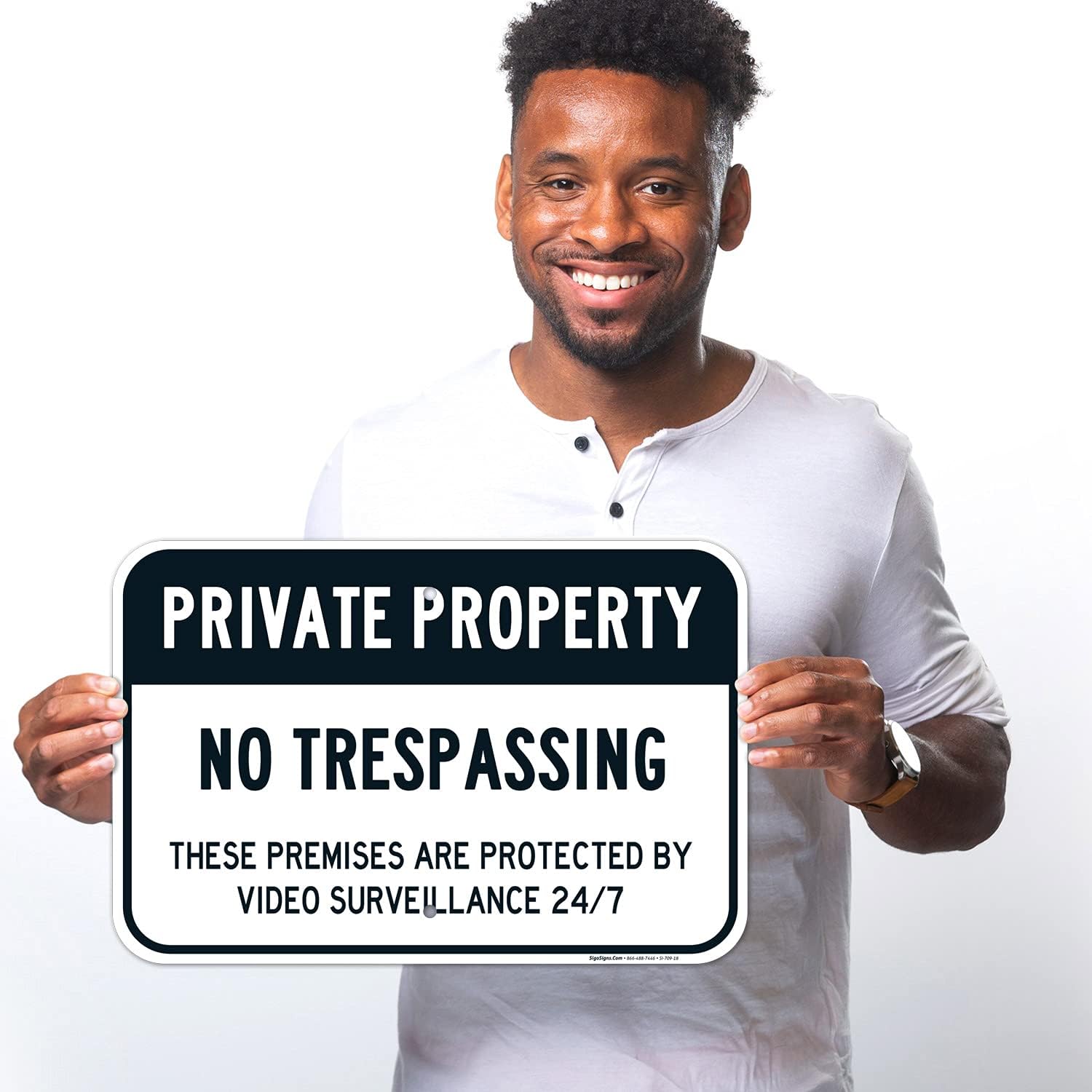 Private Property No Trespassing Sign, Video Surveillance Sign, 12x18 Inches, Rust Free .063 Aluminum, Fade Resistant, Made in USA