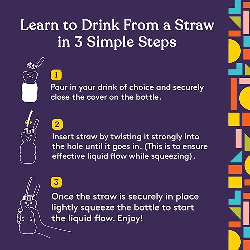 Miniatura 8 de Special Supplies Honey Bear - Pajitas largas con pajilla, terapia exprimible y necesidades especiales, recipiente de bebida de asistencia, tapa a