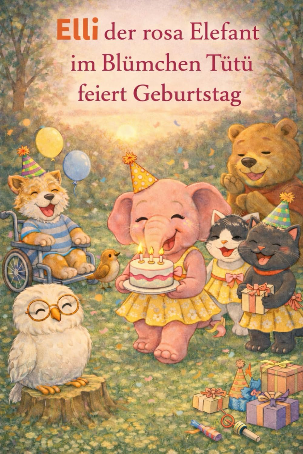 Elli der rosa Elefant im Blümchen Tütü: feiert Geburtstag