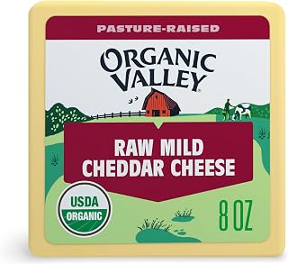 Organic Valley Raw Organic Mild Cheddar Cheese Block, 8oz (Pack of 12) - Non-GMO, rBST Free, Antibiotic-Free
