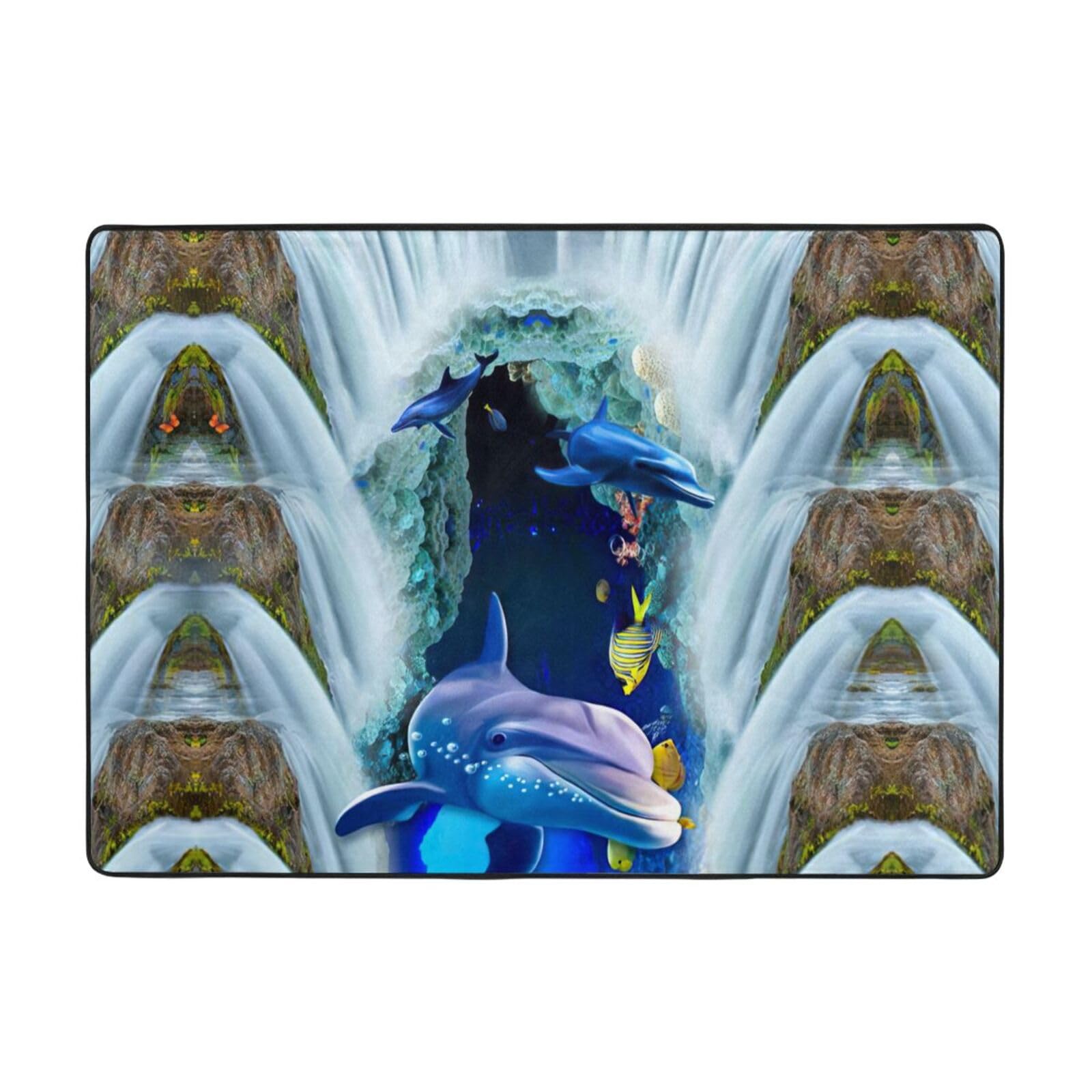 Tapis imprimé dauphin grand format 203 x 148 cm, tapis en flanelle de sol