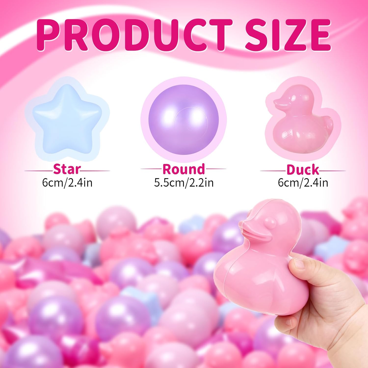 Foldable Ball Pit with 100 Duck Star Shapes Balls