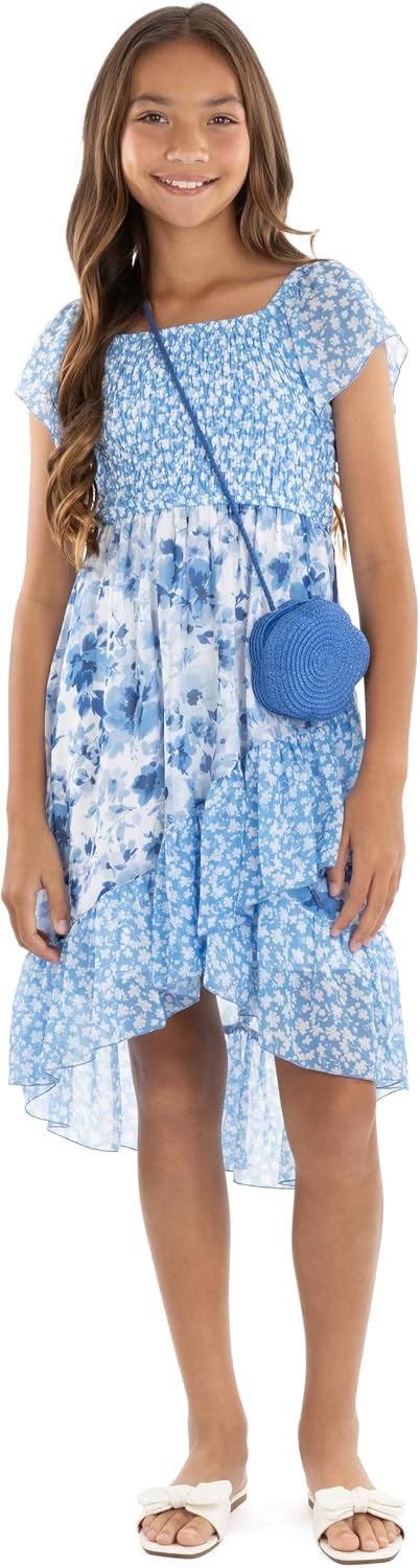 Speechless Girls' Flutter Sleeve Midi Dress and Purse