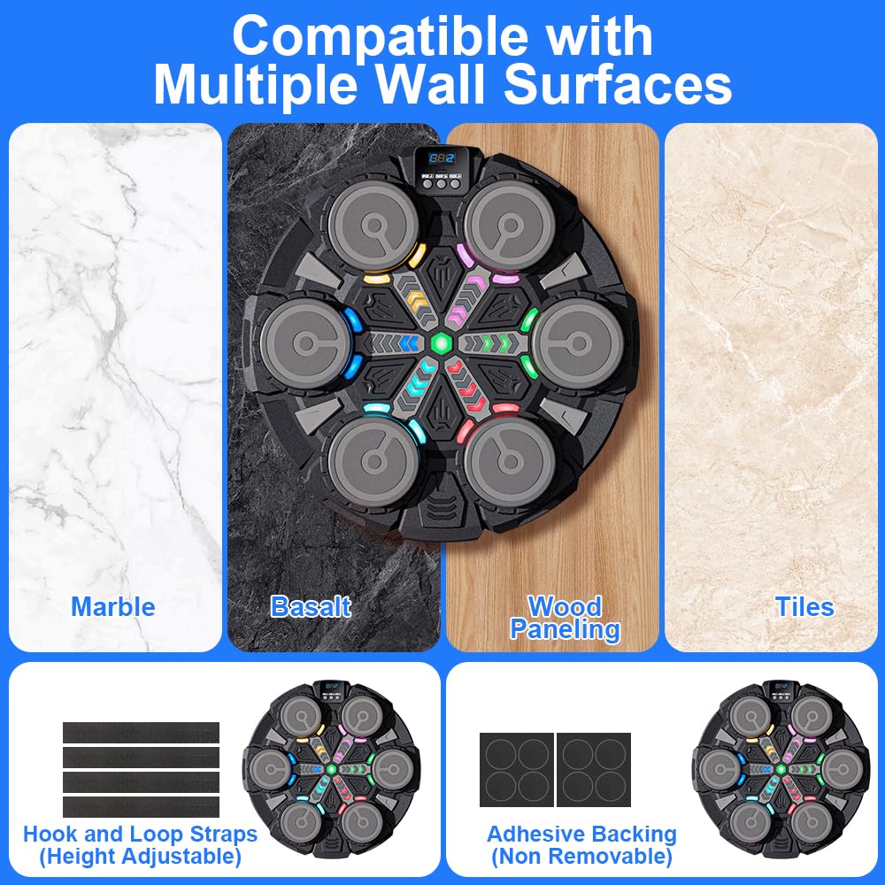 Music Boxing Machine, Musik Box Maschine für Erwachsene Kinder, LED Elektronische Boxmaschine mit Musik und Farblichter, Boxstation Boxmaschine mit 2 Paar Boxhandschuhen