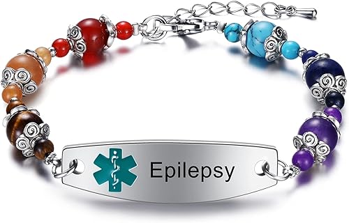 JF.JEWELRY Pulseras de identificación de alerta médica para mujer | Pulsera de identificación pregrabada tipo 1 tipo 2 diabetes epilepsia antisangre