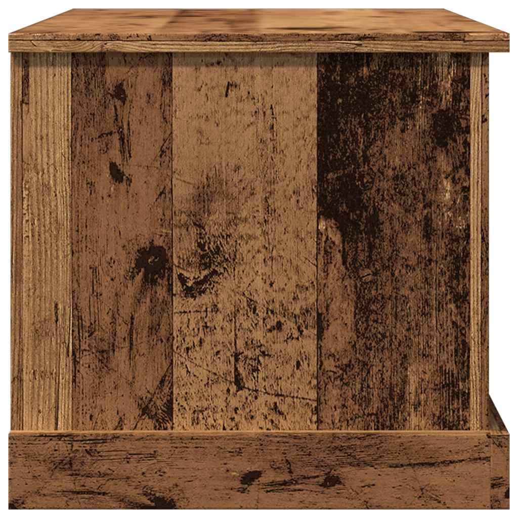 Baúl de almacenaje con aspecto de madera envejecida, 70 x 40 x 38 cm, de material de madera, cofre decorativo con tapa para cojines y alfombras, versátil como mesa
