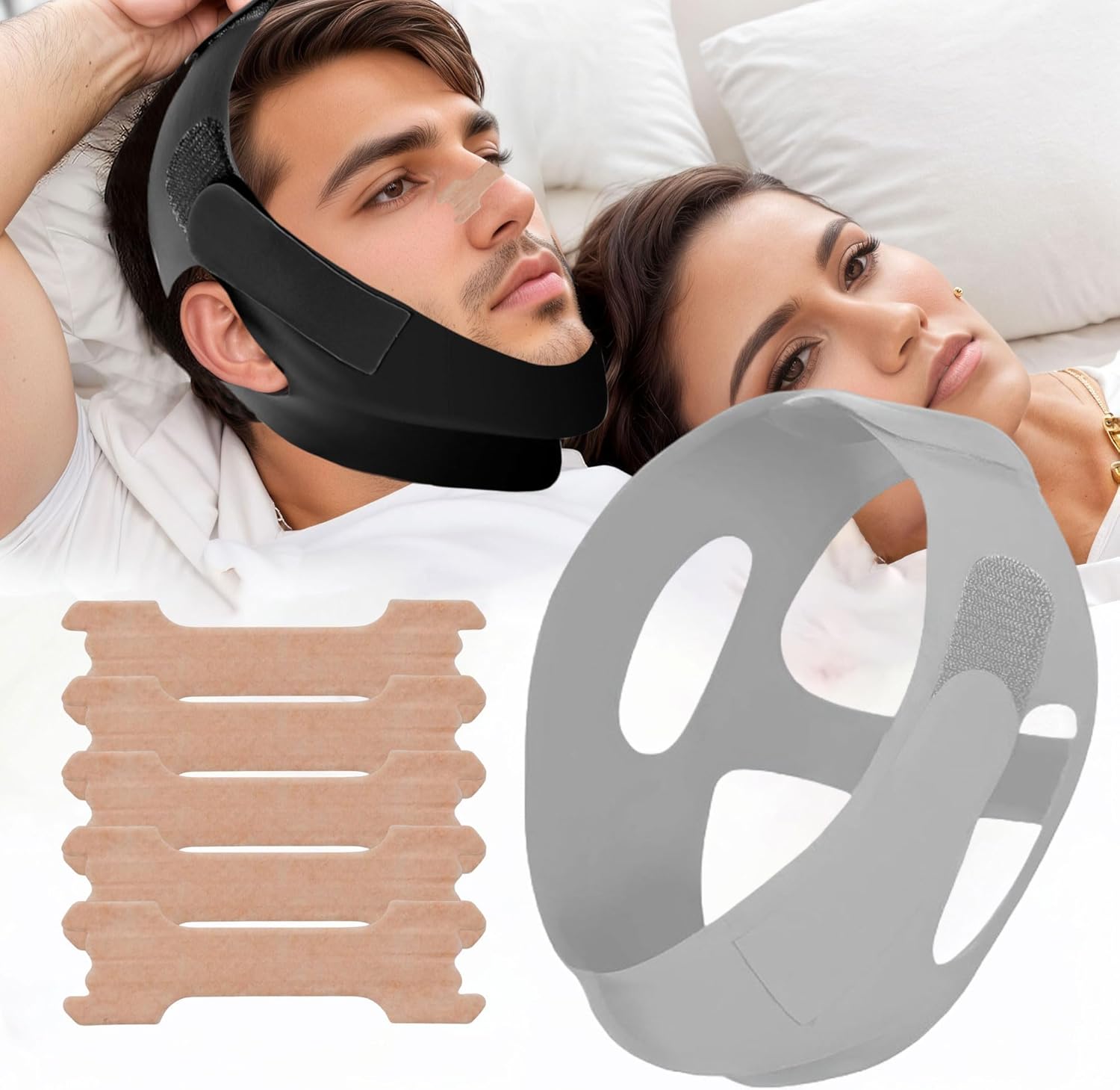 Anti Snoring Chin Strap for Sleeping – Adjustable Comfortable Jaw Strap for Men and Women, Breathable Snore Stopper, Effective Snoring Relief Device for Better Sleep