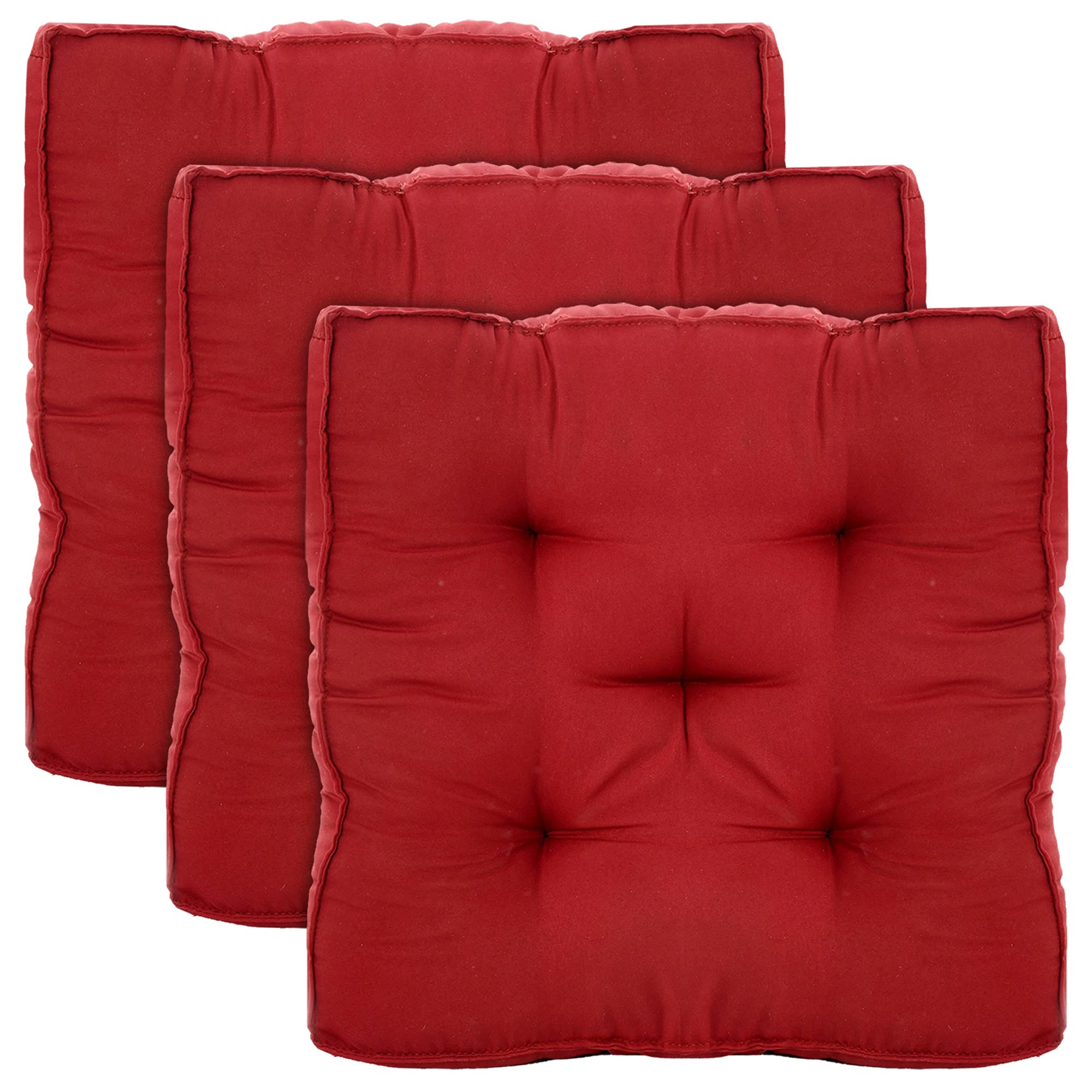 Kuber Industries Microfiber Chair Pad|Chair Cushion Pad for Office, Home|Sitting Cushion|Seat Cushion for Chair|Pack of 3 (Maroon)