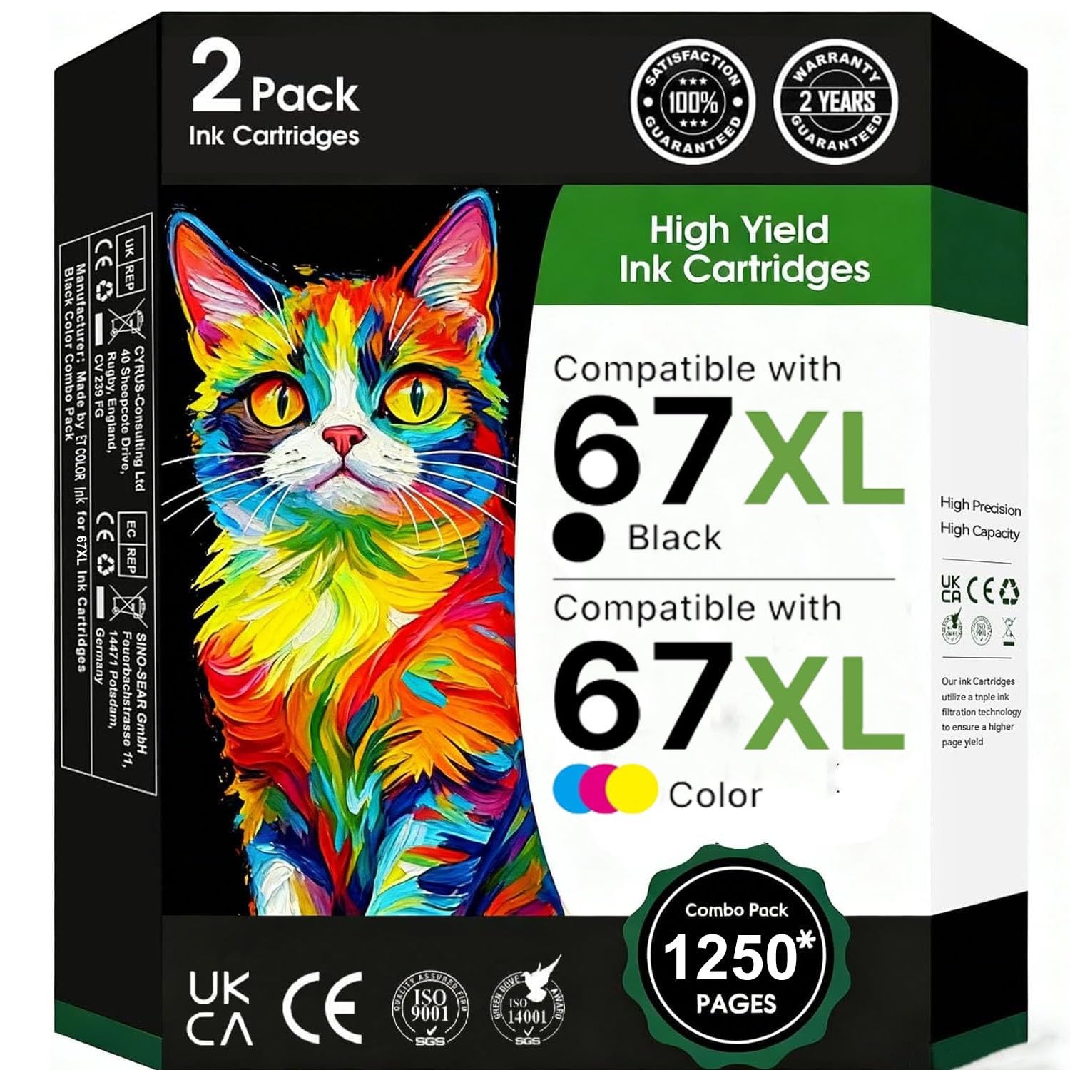 Printer Ink 67XL 67 67/67xl for HP 67 XL 67XL Ink Cartridges Black/Color Combo Pack for HP Ink 67 HP67 HP67xl DeskJet 2700 2700e 2755e 2755 4155e Envy