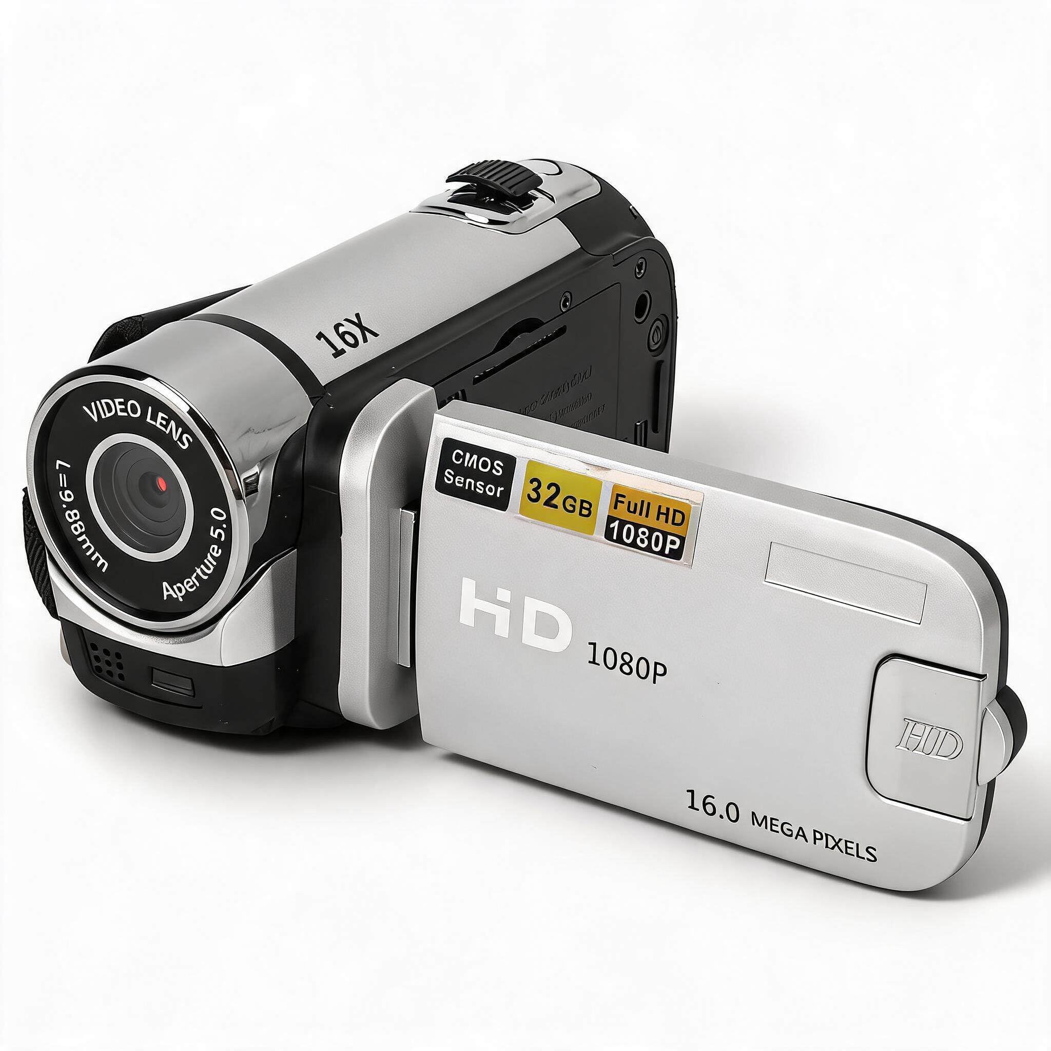 Sxhlseller Caméscope Vidéo D90 1080P, Appareil Photo Numérique 16 MP avec Zoom 16X, écran Rotatif 2,4 Pouces, Lumière D'appoint, Anti-secousse, Enregistrement en Boucle pour Débutants