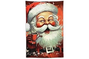 Funny Christmas Santa Claus Painting on Wall Art Tapestry Scroll