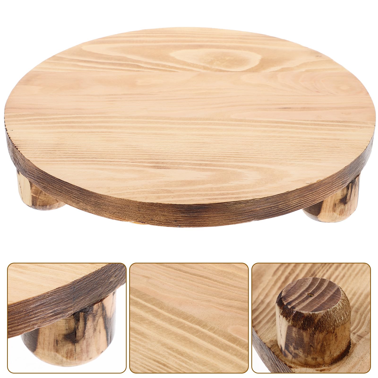 Base de Madera Redonda para Macetas y Bonsáis, Soporte Multifuncional Fácil de Instalar para Exhibición en Escritorio de Sala de Estar