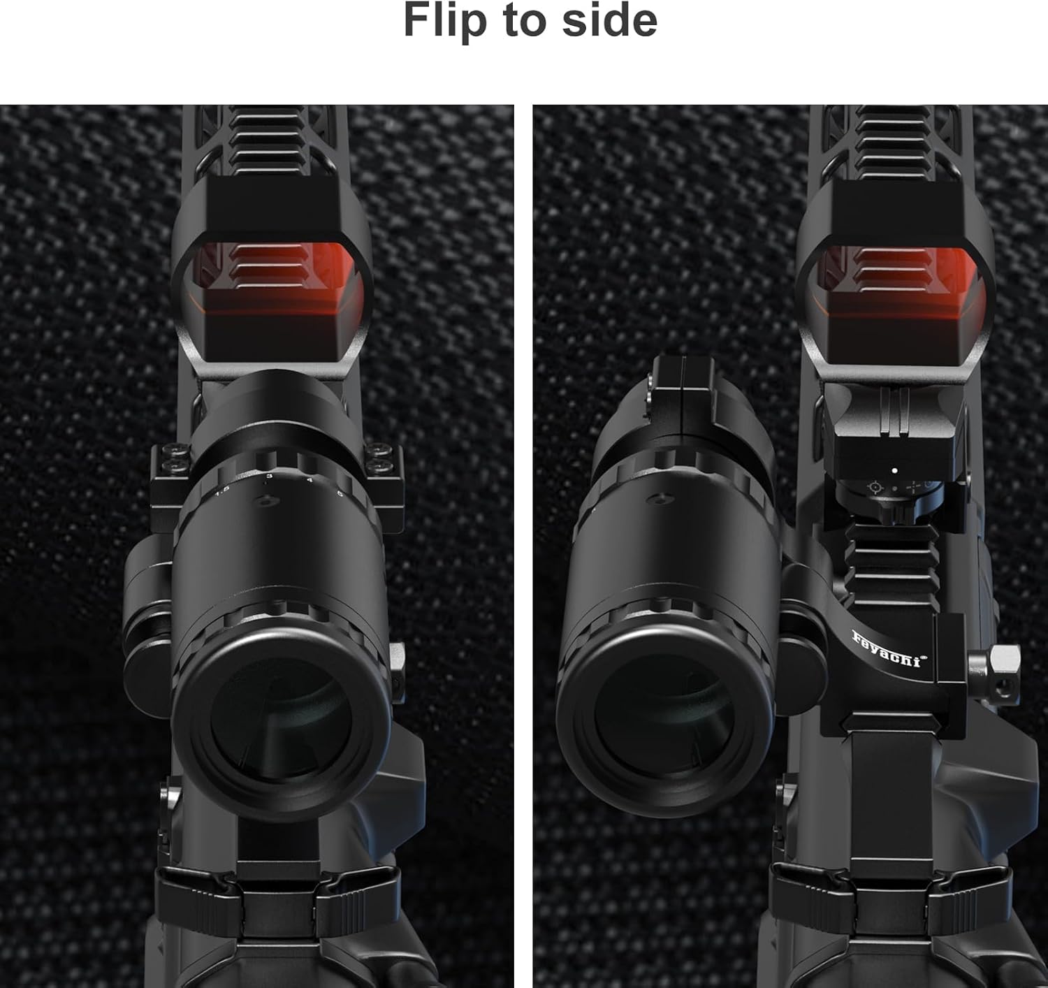 Feyachi RS-30 Red Dot Sight 2 MOA with M37/M57 Red Dot Magnifier, 1.5X -5X Magnificaton, Flip to Left/Right Release Button, Picatinny Mount, Black
