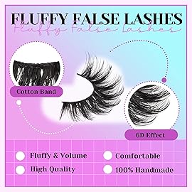 Losha Lashes Fluffy Cat Eye Lashes 6D Volume False Eyelashes 7 Pairs Vegan Eye Lashes that Look Like Lash Extensions Soft Fake Eyelashes Pack (PL008 Only)