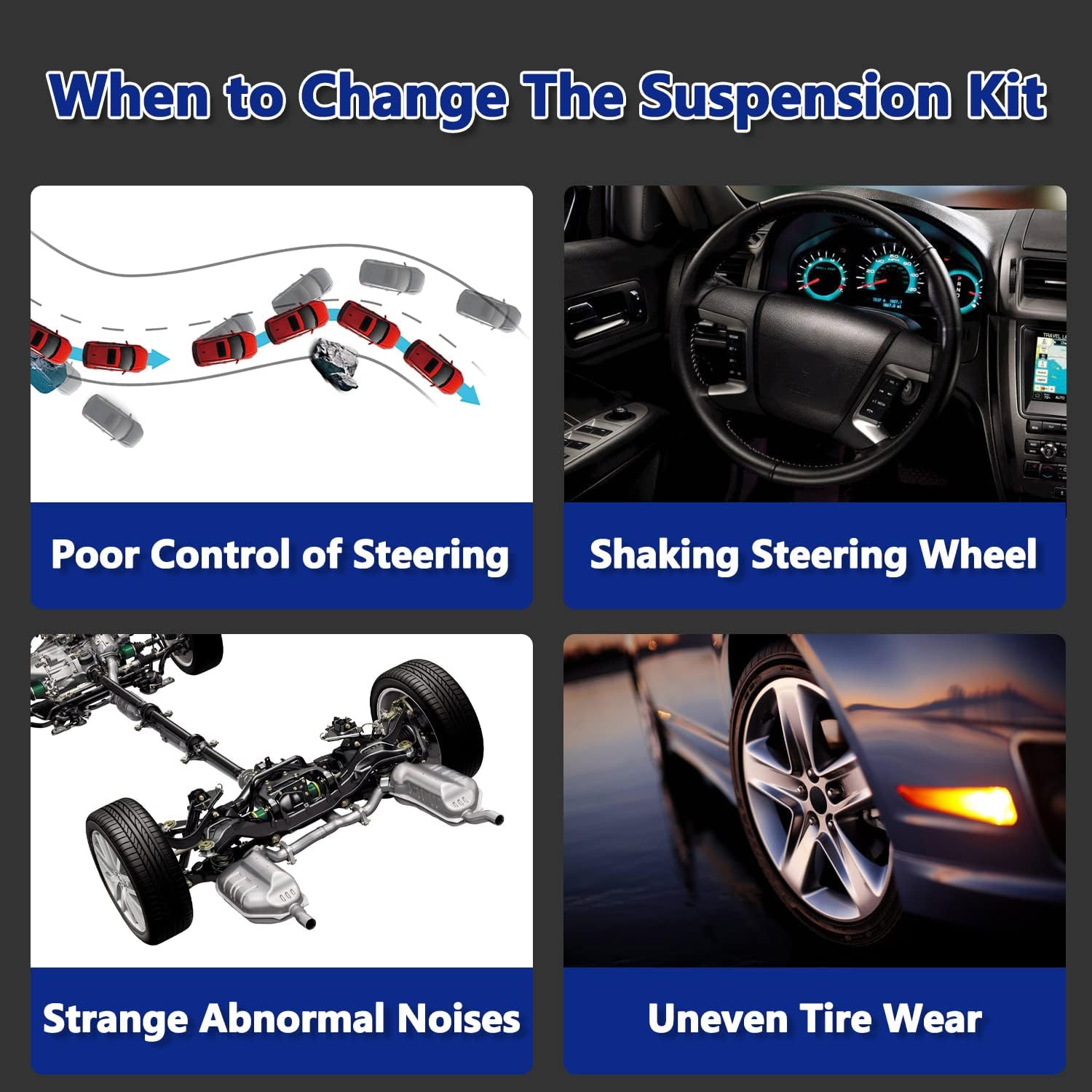 Suspension Kit, Replacement For Left & Right Rear Upper Control Arm Lower Lateral Link Compatible With 2006-2012 Ford Fusion, 2003-2008 Mazda 6, 2007-2012 Lincoln MKZ