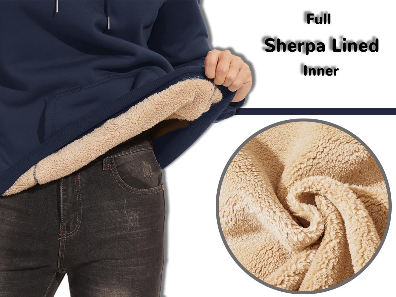 TACVASEN Sudadera con Capucha de Forro Polar para Hombre con Forro De Sherpa Ropa de Trabajo Cálida Sudadera con Capucha
