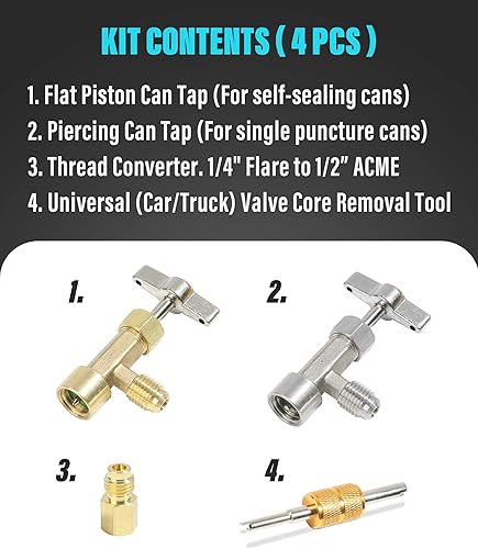 Miniatura 2 de YAKEFLY R134a - Kit de grifo de lata de freón de CA para rellenar sistemas de aire acondicionado automotriz, R134A Autosellado y Punción simple