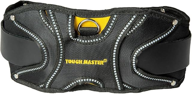 TOUGH MASTER Nylon Black HI-VIS Trim Super-Heavy Weight Padded Tool Belt for Tradesmen/Women, Comfortable Belt for Back Strain Relief