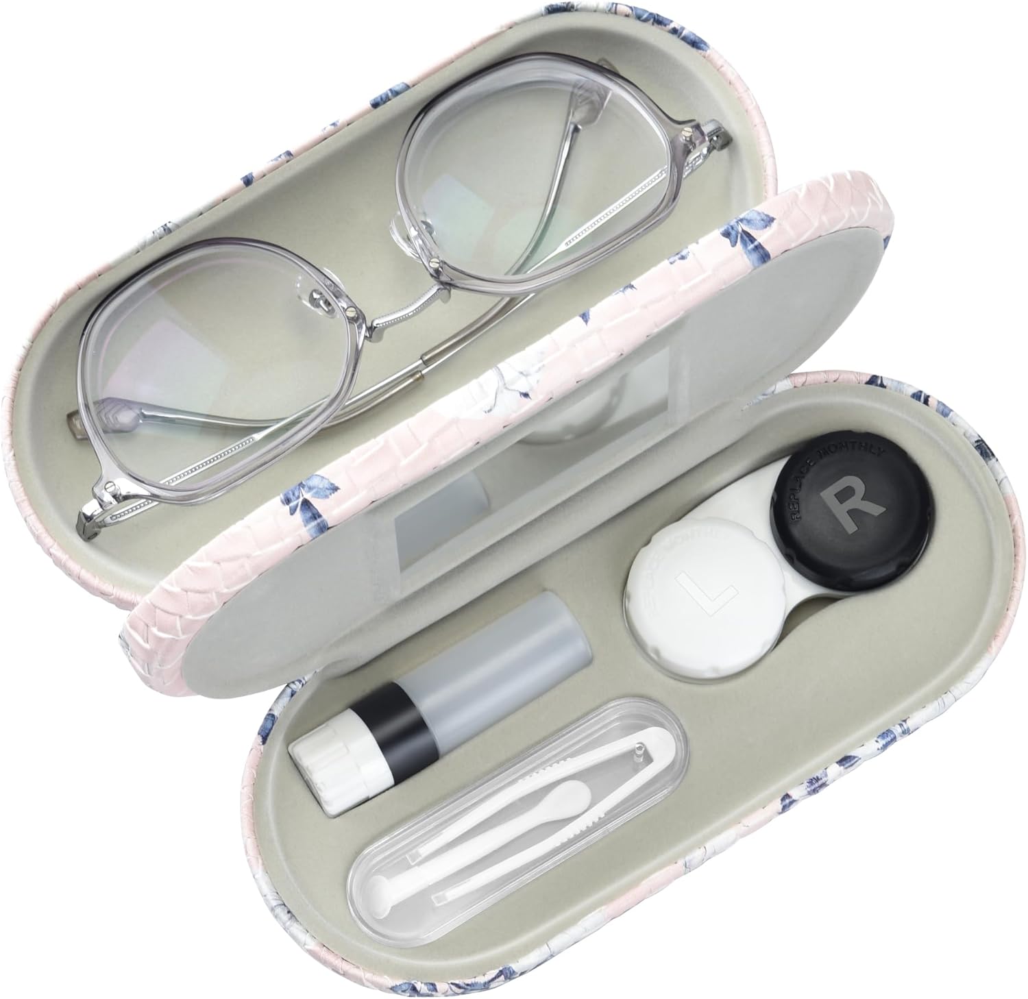 Zettokete 2 in 1 Contact Lens Case and Glasses Case,Double