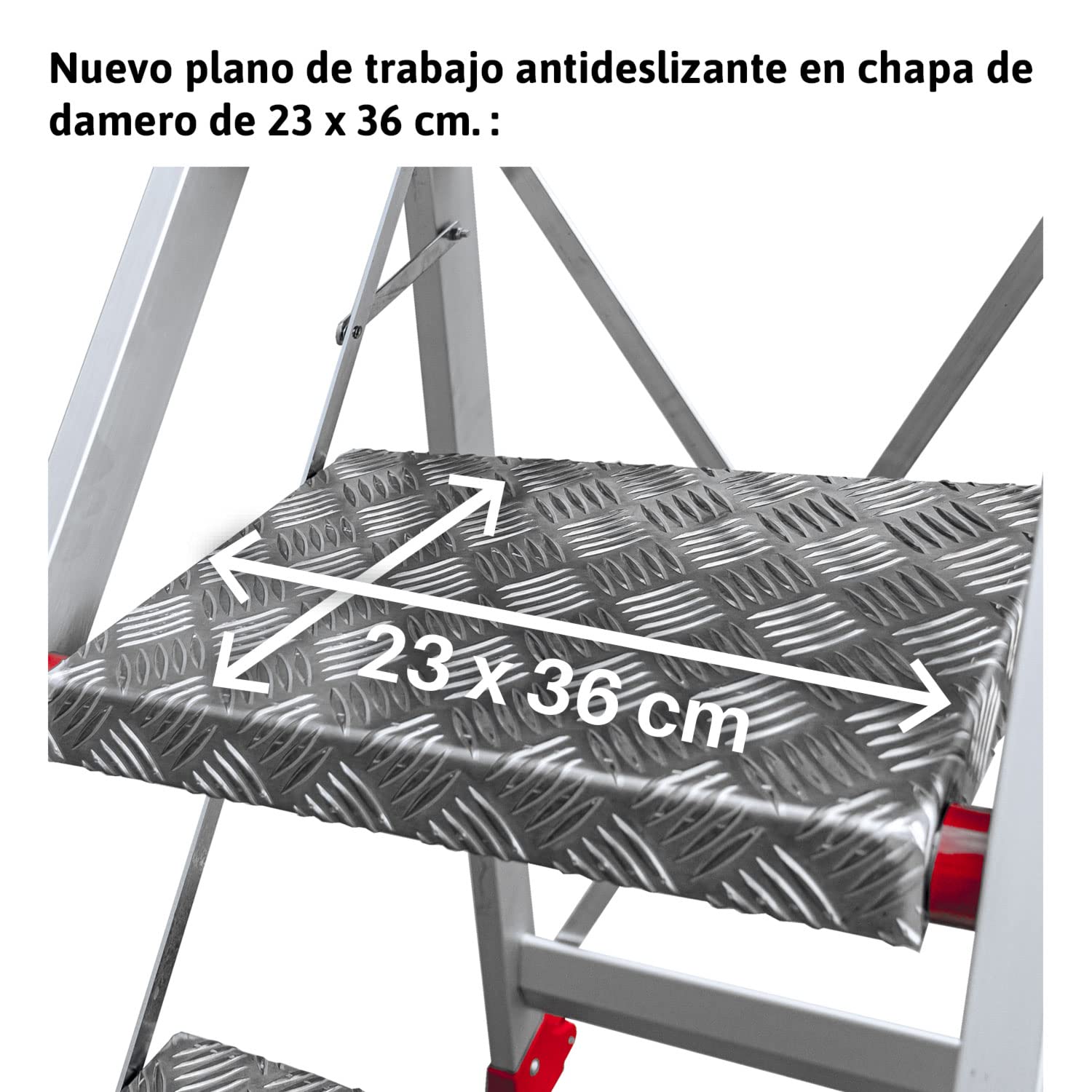 Faraone - Taburete Alto de Aluminio SGP05 - con 5 Peldaños - 177x57x15 cm - Plegable y Ligero - Ideal para Trabajos en Altura - Peso Soportado de 150 kg - Peldaños Antideslizantes
