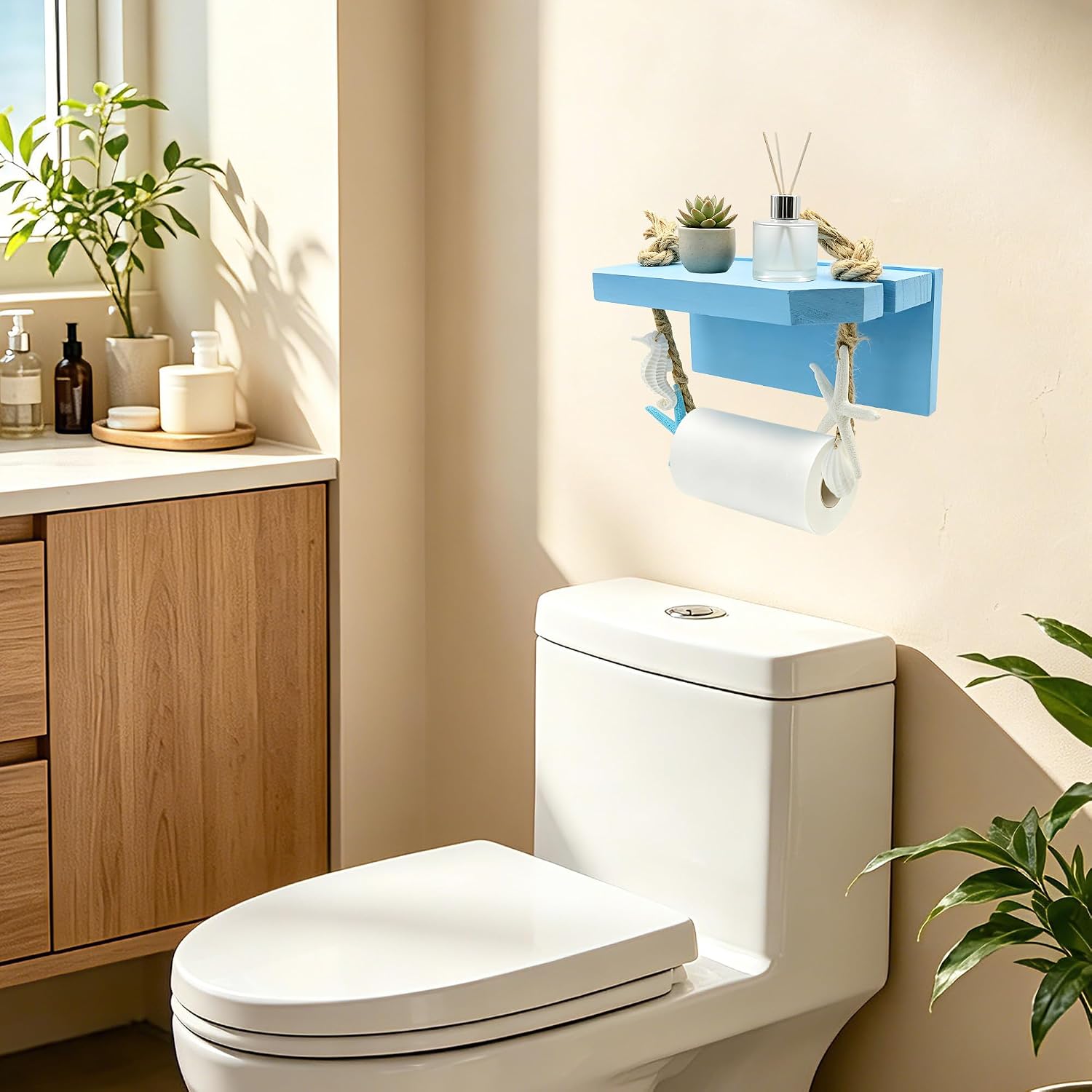 Farmhouse Toilet Paper Holder, Nautical Rope Toilet Roll Holder for Wall image 4