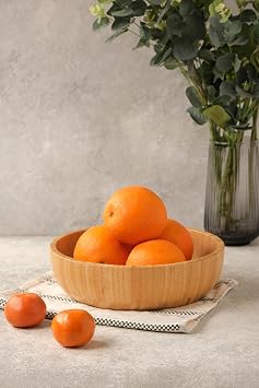 Mia - 24 cm Bambu İkeanatural Salata Kasesi, Sunum Kasesi, Dekoratif Kase, İskandinav Kase