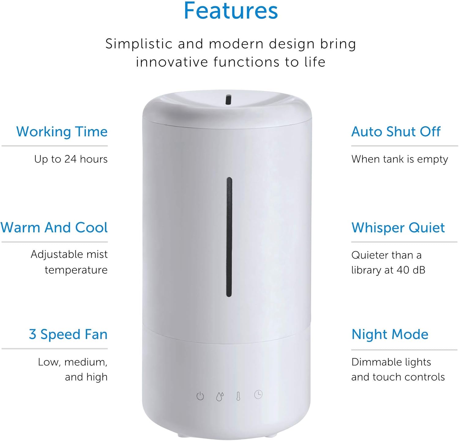 Noma Humidifier with top cap removed, showing internal components.