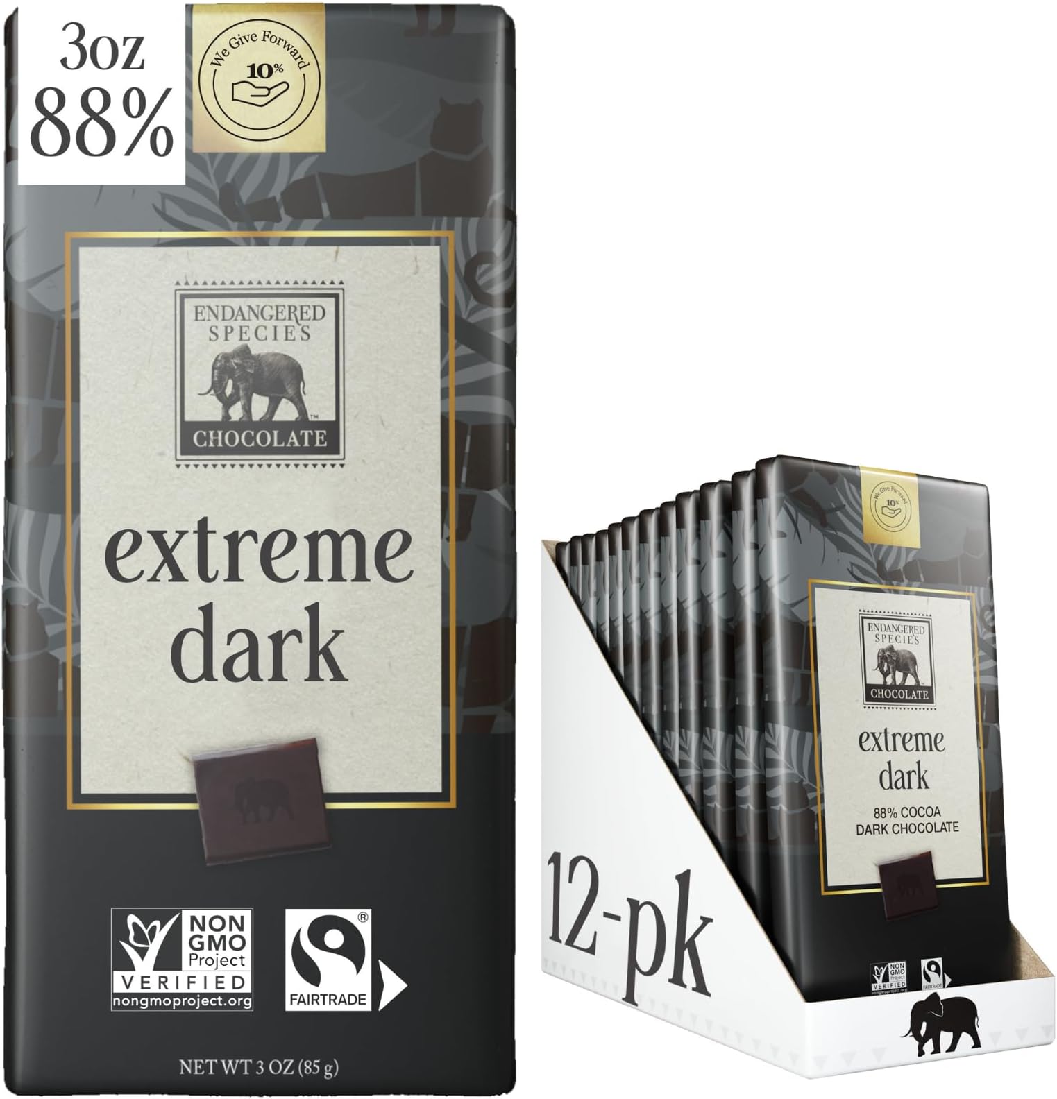 Endangered Species Strong Dark Chocolate Bar (88% cocoa)
