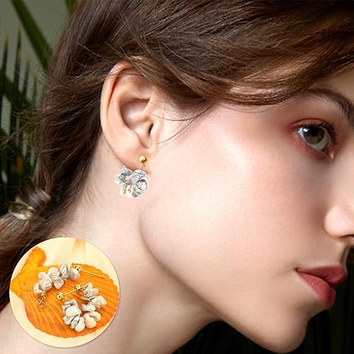 Miniatura 2 de ELEXIS Long Baroque Pearl Earrings For Women Dangle Gold Dainty Statement Tassel Real Pearl Drop Jewelry For Wedding Bridesmaid Hanging ()