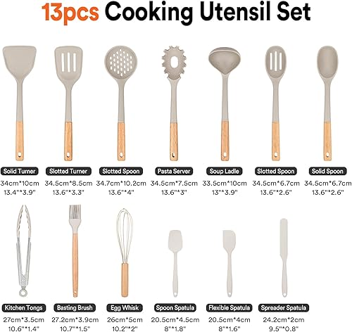 Miniatura 2 de Juego de utensilios de cocina, 13 utensilios de cocina de silicona, resistentes al calor, juego de espátulas para utensilios de cocina