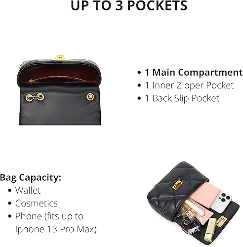 Miniatura 4 de Scarleton Crossbody Bags for Women, Quilted Shoulder Bag Purse, Gold Chain Crossbody Bag Purses for Women, H2117