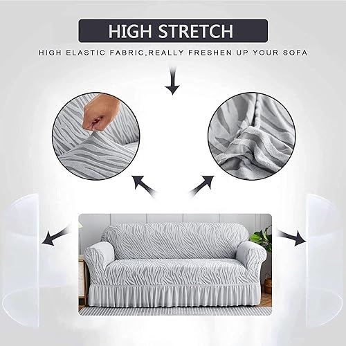 Miniatura 5 de Funda de sofá con falda, funda de sofá de alta elasticidad, protector de muebles para sala de estar, tela elástica de elastano, funda de sofá con