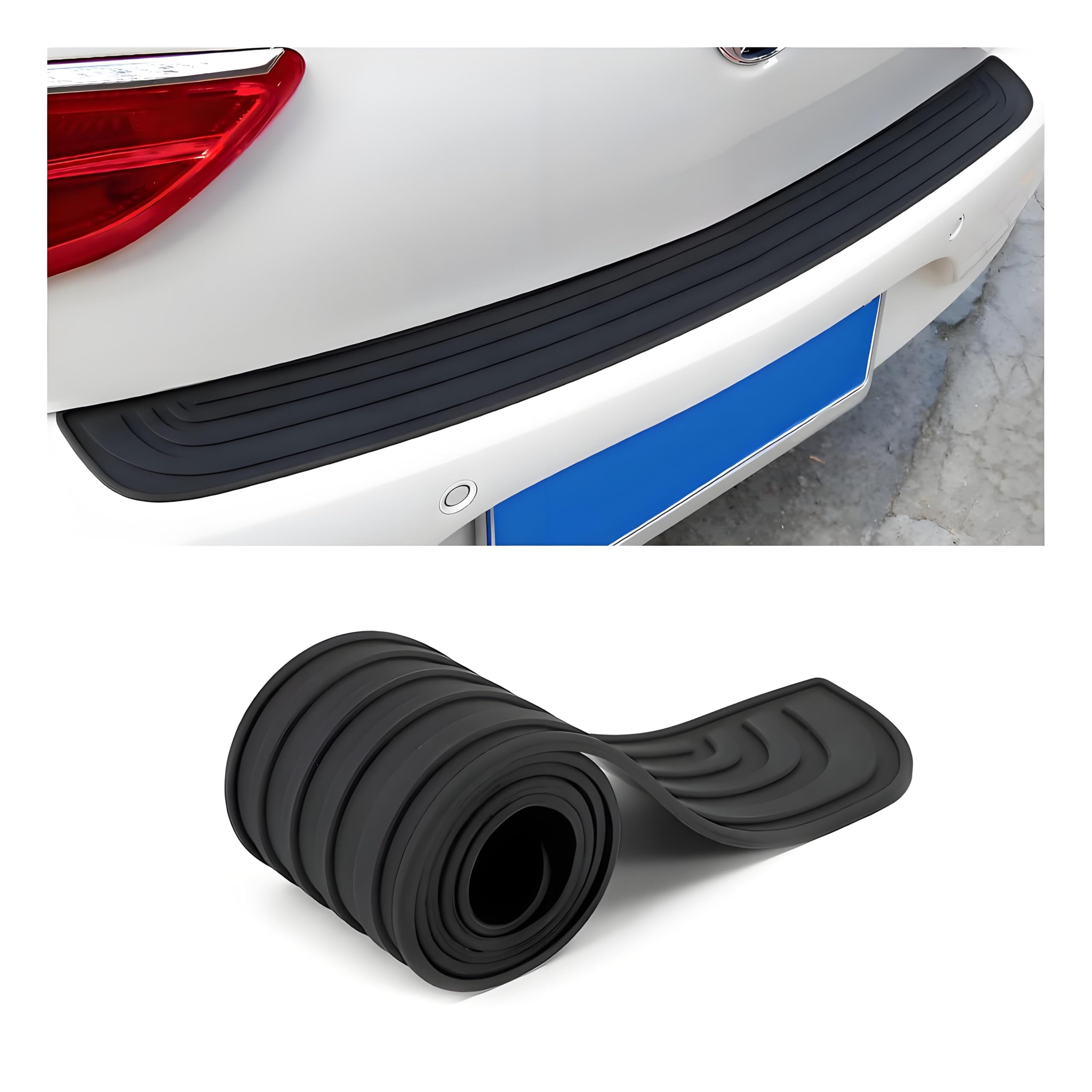 Djjnhf Bla-Ck Anti-Scratch Rubber Bumper Protector Strip For Mg Zs Ev 2016-2022, Car Rear Bumper Protector Car Door Sill Protector,-90 * 7