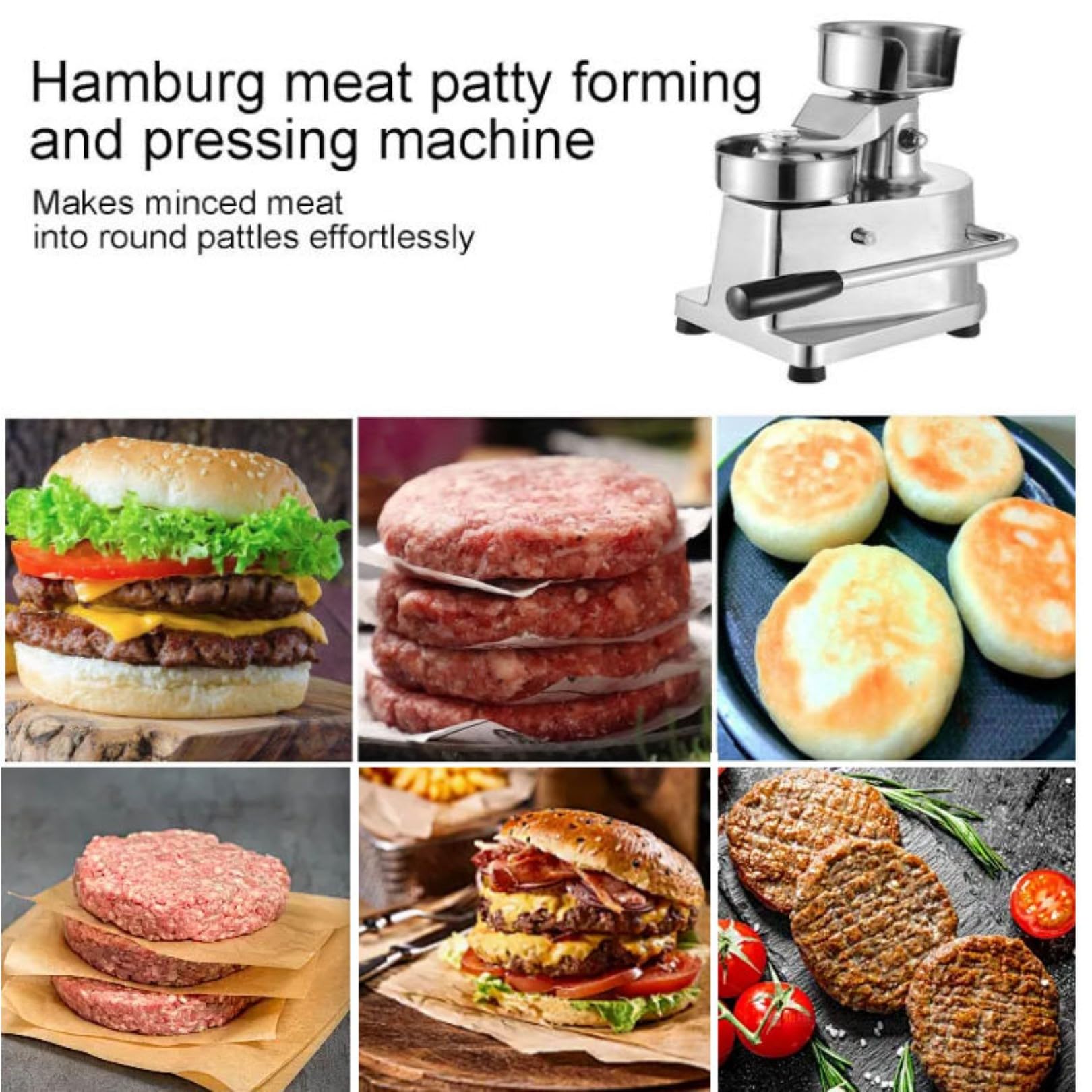 Robuster manueller Burger-Patty-Maker aus Edelstahl für gefüllte Burger, 12,7 cm, für Zuhause, Restaurant, Lebensmittelwagen
