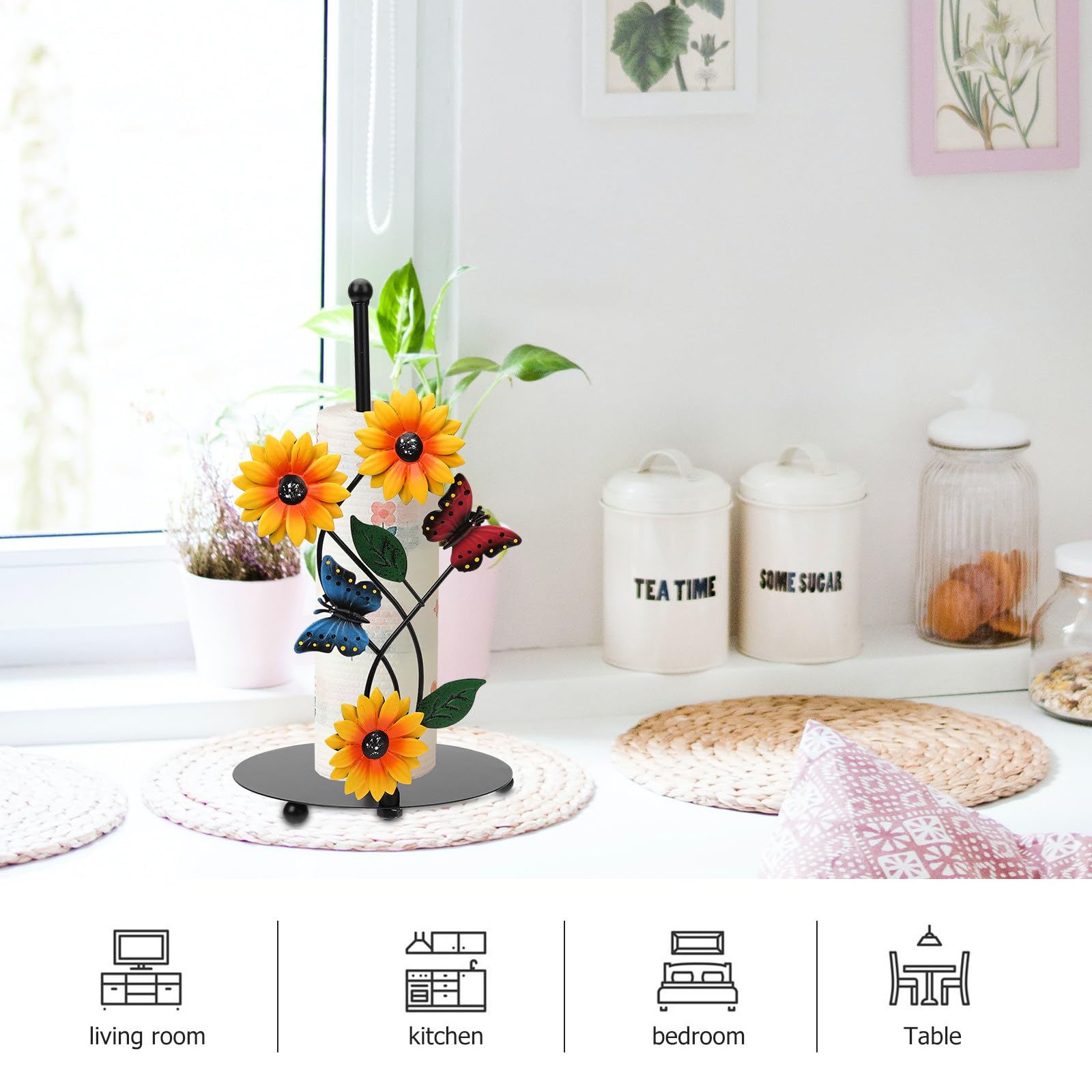Asciugatutto Funzionale a Forma Carta in Metallo Girasole Porta Supporto Robusto Stabile Decorativo per Arredamento Casa Soggiorno Cucina
